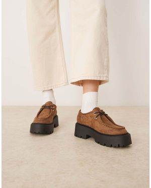 ASOS Marley Lace-up Flat Shoes - Natural