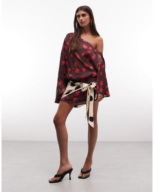ASOS Vestito Mini Con Spalle Scoperte E Blousant - Rosso