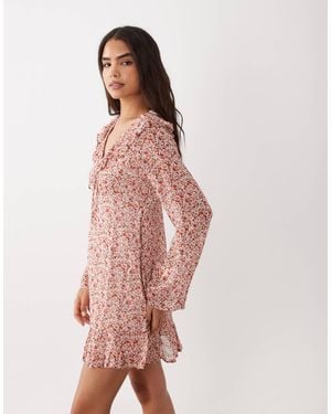 Nobody's Child Carla Ruffle V-neck Tiered Mini Dress - Pink