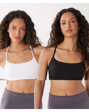 Cotton On Active 2 Pack Keyhole Crop Top - Black