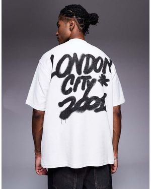 Bershka London City Back Printed T-shirt - Grey