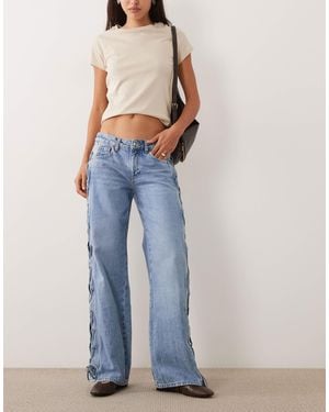 Mango Jeans mit bindeband an der seite und geradem bein - Blau
