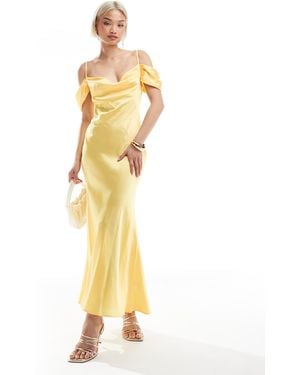 New Look Bardot Satin Midaxi Dress - Metallic