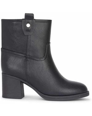 SEQWL Slip On Ankle Booties Block Heel Round Toe With Pull Tabs - Blue