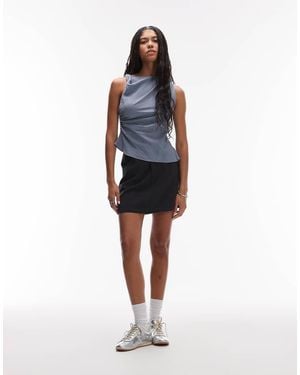 TOPSHOP Super Soft Cupro Mini Skirt - Blue