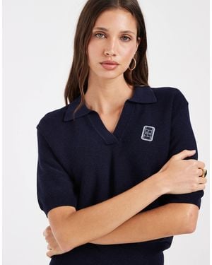 Lacoste Kurzärmliges strick-polohemd mit logo - Blau