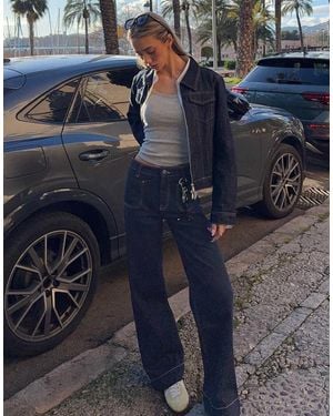 Bershka Seamless Wide-leg Jeans With Pockets - Blue