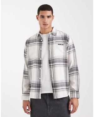 Parlez Camisa Negra Y Blanca A Cuadros De Manga Larga Con Logo De - Gris