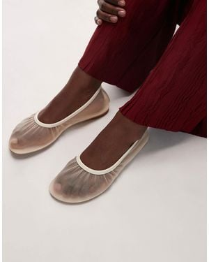 & Other Stories Real Leather Trimmed Mesh Ballet Flats - Brown