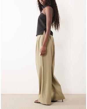 Vila Pantalon tissé plissé oversize olive - Neutre