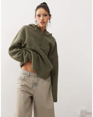 Noisy May 1/4 Zip Hooded Fleece - Green