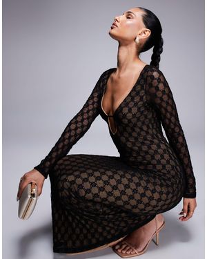 Bardot – yazmin – midikleid aus er spitze mit tiefem rückenausschnitt - Schwarz