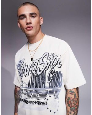 Courtside Oversized T-Shirt Van 250 Gsm Met Motief - Grijs