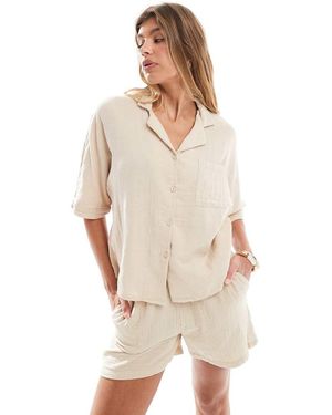 ONLY Cheesecloth Button Down Shirt - Natural