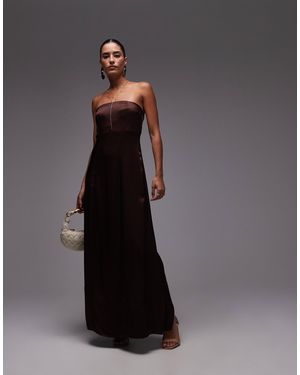 TOPSHOP Satin Bandeau Midi Dress - Gray
