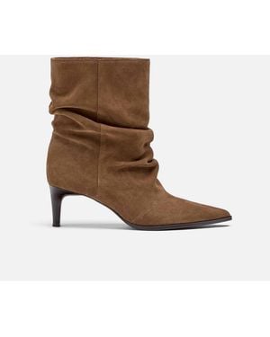 Stradivarius – lässige ankle-boots aus leder - Braun