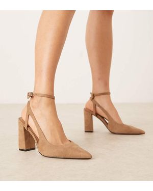 ASOS Wide Fit Paisley High Block Heel Shoes - Natural
