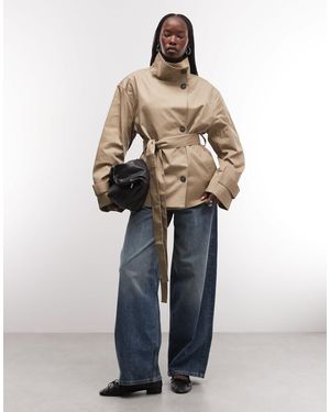 Weekday Short Trench With Funnel Neck Coat - Natural