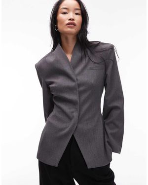 ASOS Blazer Accollato Con Dettaglio Alto - Grigio