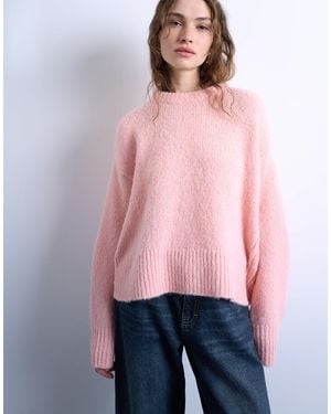 TOPSHOP Knitted Wool Blend Fluffy Ultimate Sweater - Pink