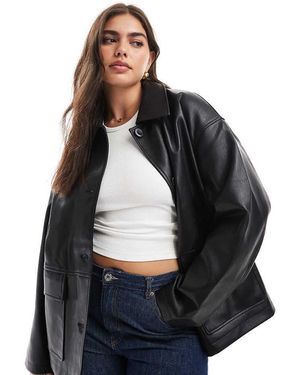 ASOS Asos Design Curve Leather Look Harrington Jacket - Black