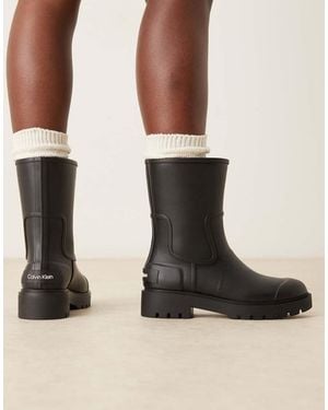 Calvin Klein Botas De Agua Negras De Caña Baja De -Negro