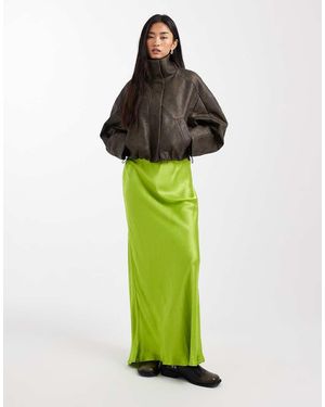 Miss Selfridge Falda Larga De Corte Al Bies Con Lazo De Satén De - Verde