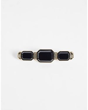 ASOS Tie-pin Brooch With Vintage Inspired Black Stone Set - White