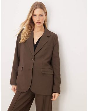 Y.A.S Oversized Blazer With Tortoise Shell Button Detail Co-ord - Brown