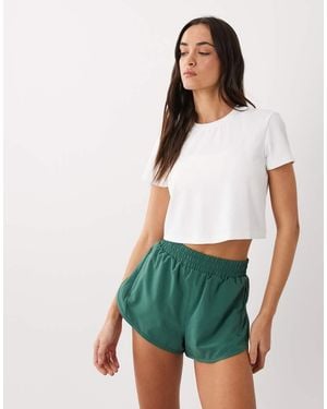 4505 Engineered Performance Waffle Cropped Running T-shirt With Quick Dry - Green