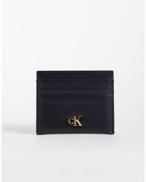 Calvin Klein Tarjetero Con Logo Dorado De Cuero - Azul