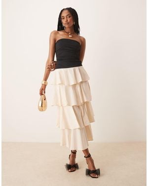 Nia Mathilda Tiered Bandeau Midaxi Dress - Natural