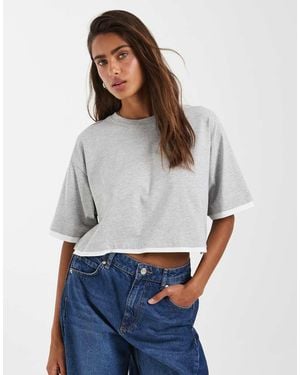 JJXX Gelaagd Oversized Cropped T-Shirt - Wit