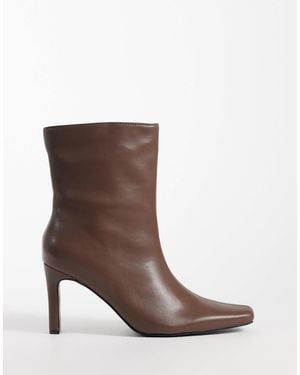 Public Desire Pixar Heeled High Ankle Boots With Chisel Toe - Brown