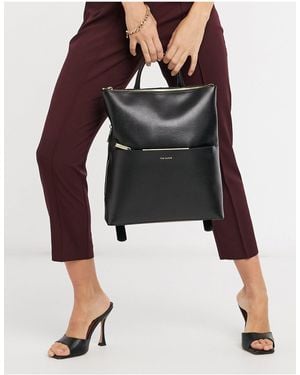 Ted Baker – kryshia – laptop-backpack aus em saffians-leder mit stegdetail - Schwarz