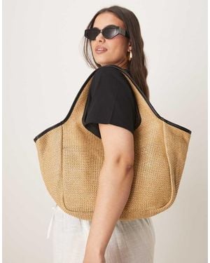 ASOS Straw Tote Bag With Pipping - Blue