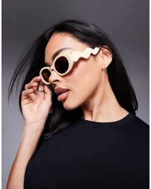 River Island – ovale sonnenbrille - Schwarz
