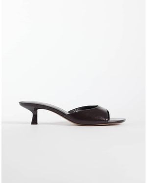 Mango Starring Hailey Bieber Faux Leather Low Heeled Mule Sandal - Brown