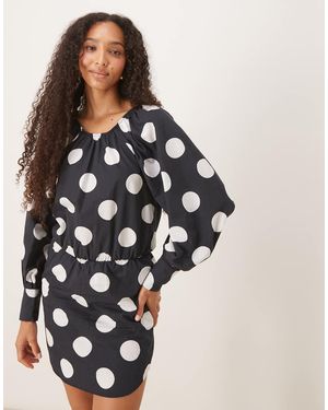 ASOS Heavy Poplin Blouson Mini Dress With Tie Back - Black