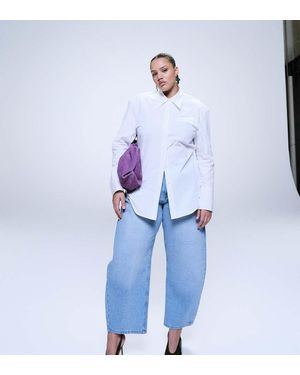 ASOS Vaqueros De Talle Alto Y Pernera Barrel Con Lavado Claro De Asos Design Curve-Azul