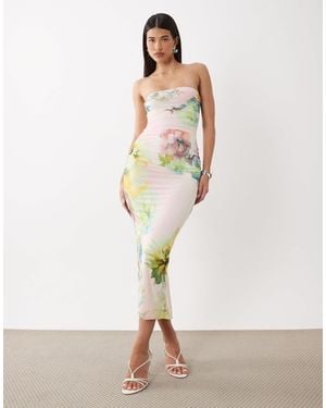 AFRM Marlo Printed Mesh Bandeau Maxi Dress - Pink