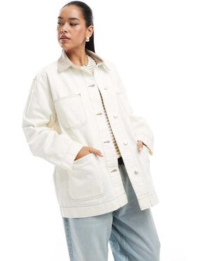 ASOS Denim Barn Jacket With Contrast Collar - White