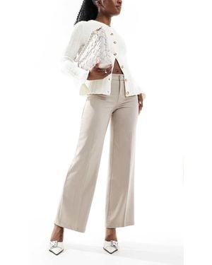 Bershka Pantalones De Sastre Beis Melange De - Blanco