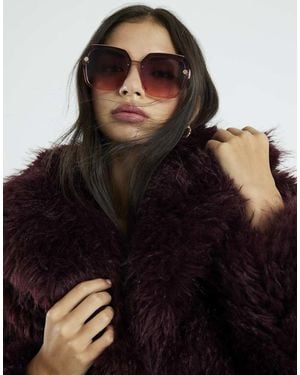 River Island Rose Metal Hexagon Sunglasses - Black