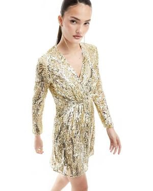 French Connection Wrap Front Embellished Mini Dress - White
