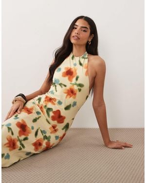ASOS Halter Trapeze Midi Dress - Natural