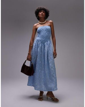 & Other Stories 3D Floral Midi Dress With V Drop Waist - Blue