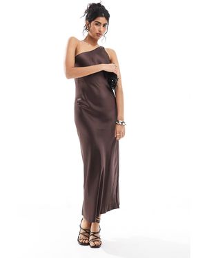 Object One Shoulder Satin Maxi Dress - Multicolor