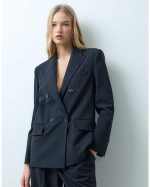 Mango Irise Co-Ord Con Blazer Sartoriale A Righe - Blu