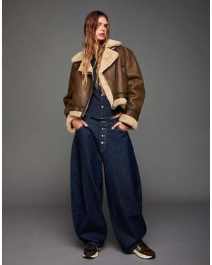Bershka Double-faced Jacket - Blue